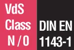 DIN EN 1143-1 Classe VdS N/0 (valeur RU 30/30) Porte et corps à parois multiples, feuillure coupe-feu périphérique